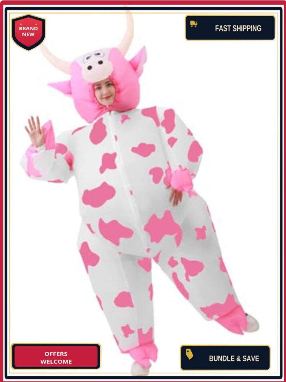 Inflatable Cow Costume Adult Blow Up Halloween Cosplay Polyester